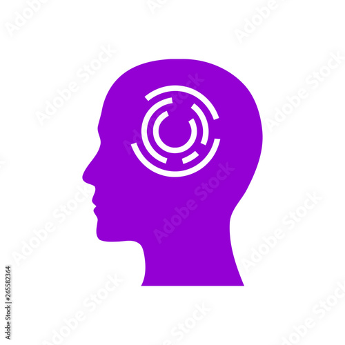 digital human head, brain, technology, head, memory, creative technology mind, artificial intelligence dark violet color icon