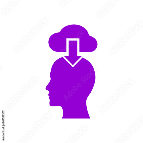 digital human head, brain, technology, head, memory, creative technology mind, artificial intelligence dark violet color icon