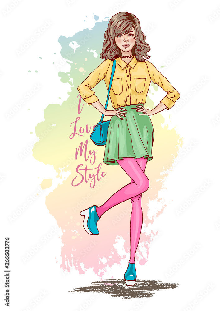 Fashion Girl Sketch Stylish Fashion Model Pretty Young Girl Royalty Free  SVG Cliparts Vectors And Stock Illustration Image 108382072