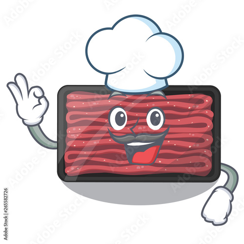 Chef minced meat on a mascot plate