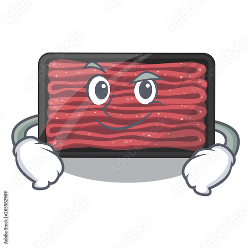 Smirking minced meat on a mascot plate