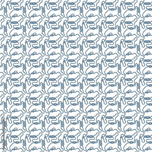 Ship rope with sea knots. Seamless pattern.