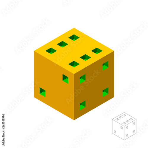 Dice. 3d Vector colorful illustration. 3d isometric style.