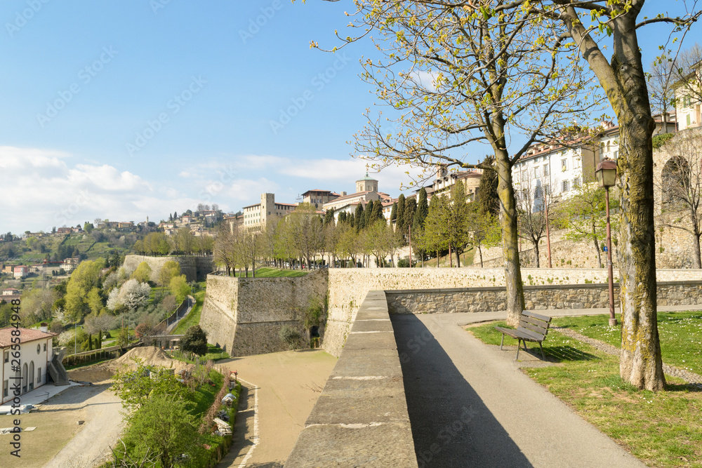 The old city walls of Bergamo Alta, the upper town, recently renowed and nominated Unesco heritage site