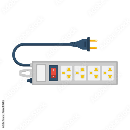 Electric extension cord. Power outlet plug