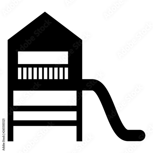 Playground slide Children's slide Kids playground Children's town with slide icon black color vector illustration flat style image