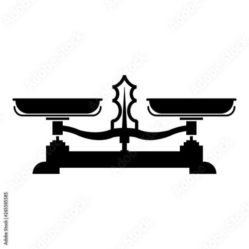 Balancing scales Store weigher Libra icon black color vector illustration flat style image
