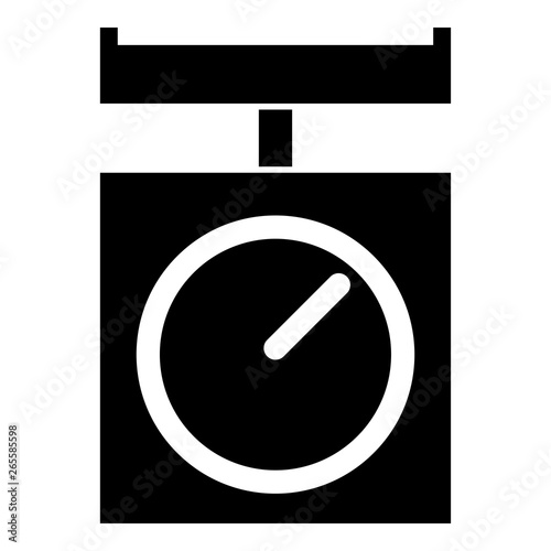 Kitchen scales Domestic weigh scales Weighing scales with pan Kitchen appliances icon black color vector illustration flat style image