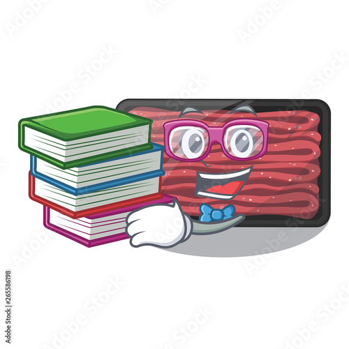 Student with book minced meat in the cartoon shape