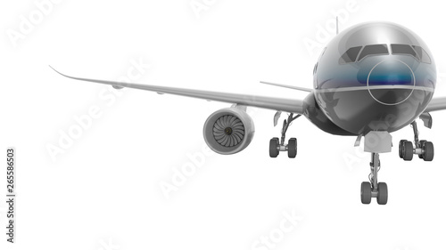 Aviation passenger plane isolated 3d render on white background no shadow photo