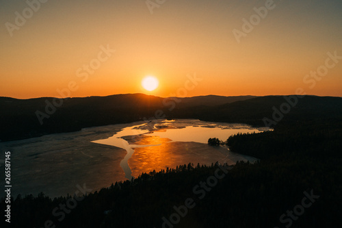 sunset over lake