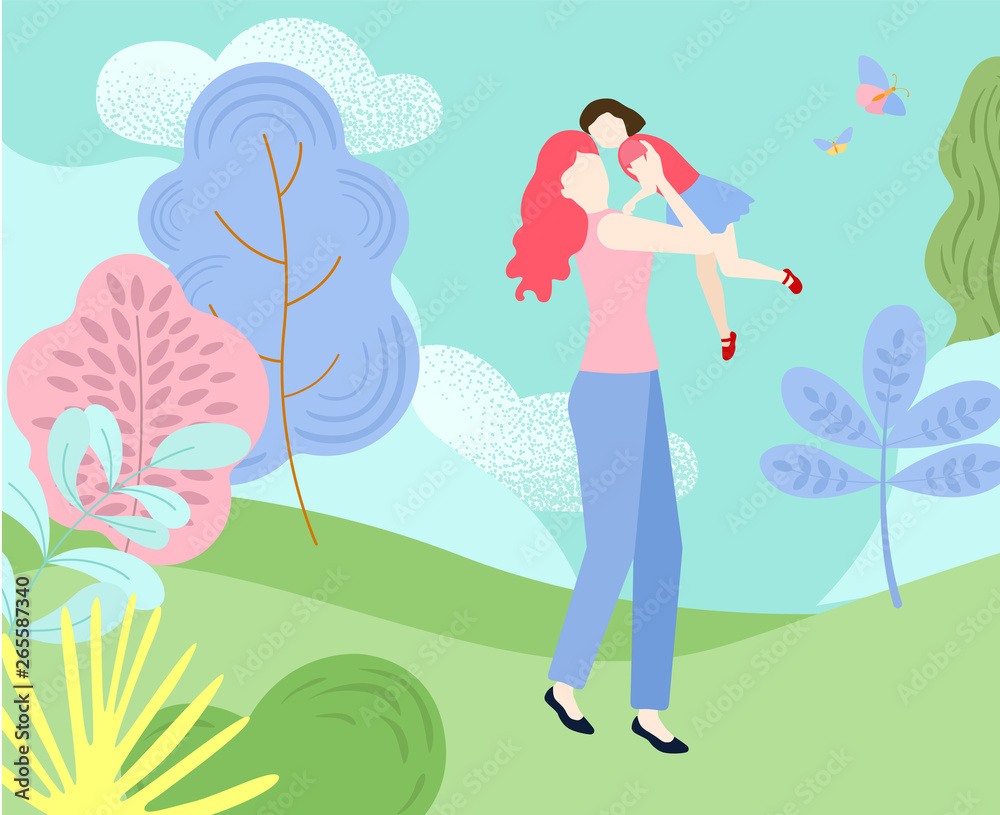 Hello summer. Mother with daughter spend weekend outdoors in park. Hello summer. Mother with daughter spend weekend outdoors in park.