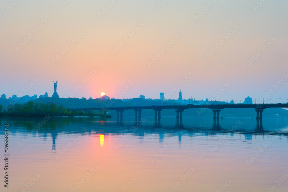 Dnipro river Paton bridge Kiev