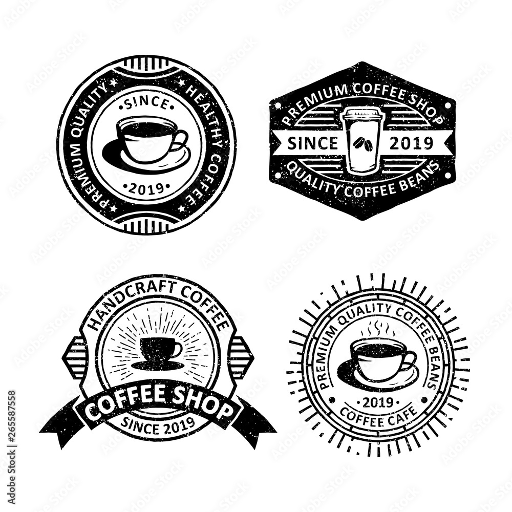 Set of vintage coffee badges labels, emblems and logo