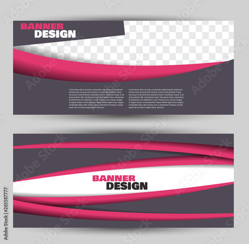 Banner for advertisement. Flyer design or web template set. Vector illustration commercial promotion background. Pink and grey color.