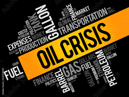 Oil crisis word cloud collage, business concept background