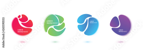 Abstract liquid shape vector design. Fluid gradient background. Isolated graphic wave elements with geometric circle line textures
