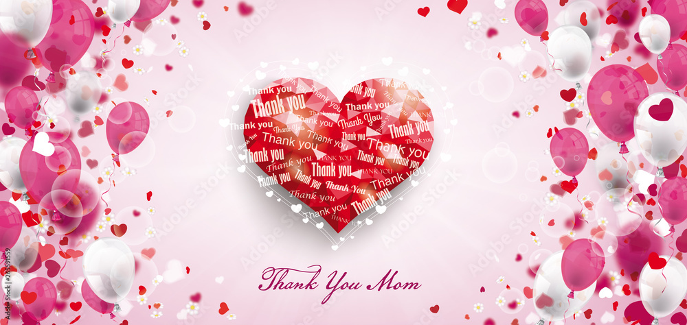 Thank You Mom Balloons Sunbeam Heart Cherry Flowers Header