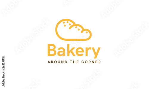 Bakery logo concept. Bread, bun, pastries. Beautiful branding template. Simple modern design. Yellow color. Isolated on a white background. Flat style vector illustration.