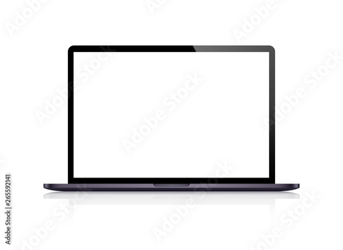 Realistic Laptop front view. Notebook - stock vector.