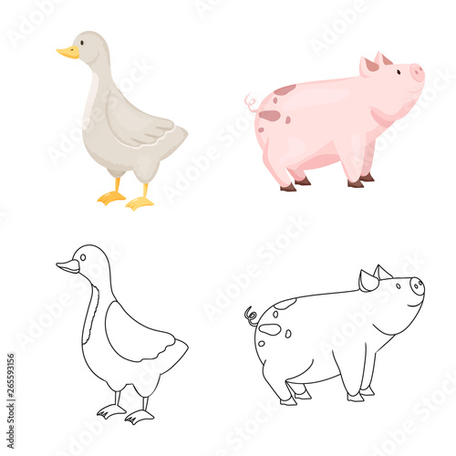 Isolated object of breeding and kitchen logo. Set of breeding and organic stock vector illustration.