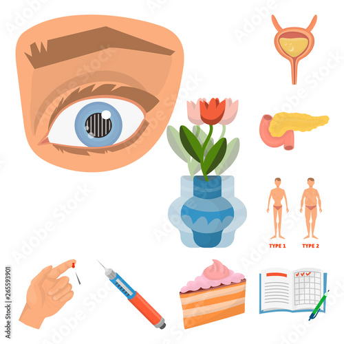 Isolated object of mellitus and diabetes icon. Set of mellitus and diet vector icon for stock.