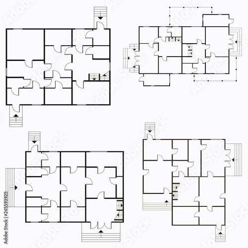 Architectural blueprint in top view background. Vector technical project background illustration