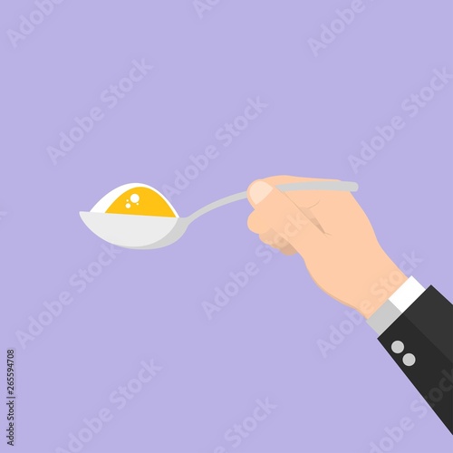 In hand spoon with sugar, salt, flour or other ingredient icon