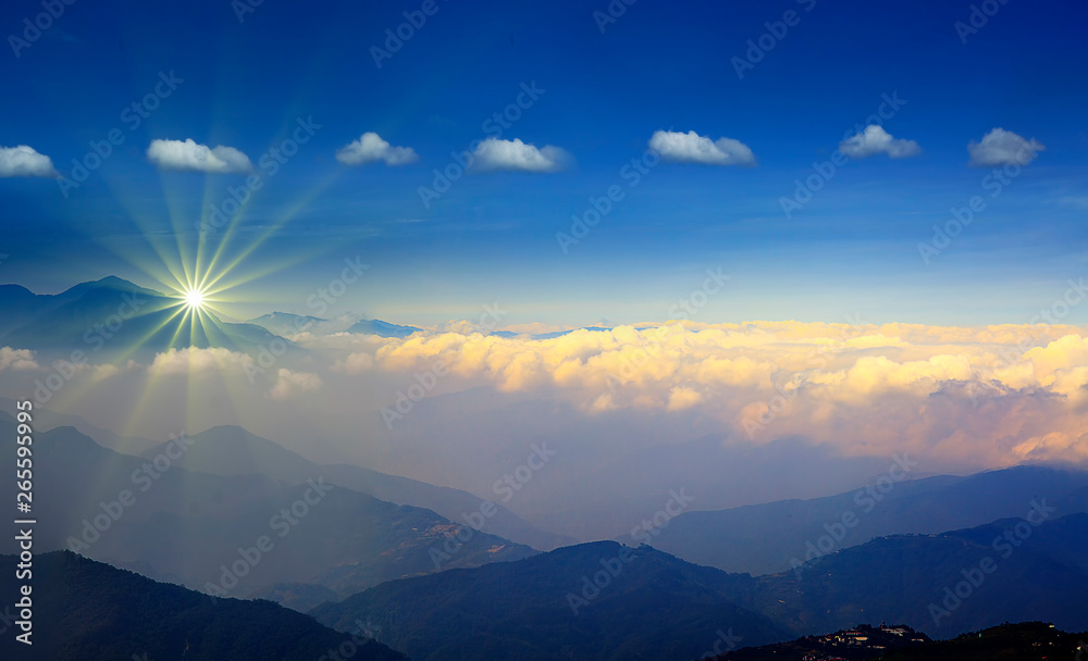 very hign Mountain landscape place with nice sunrise view