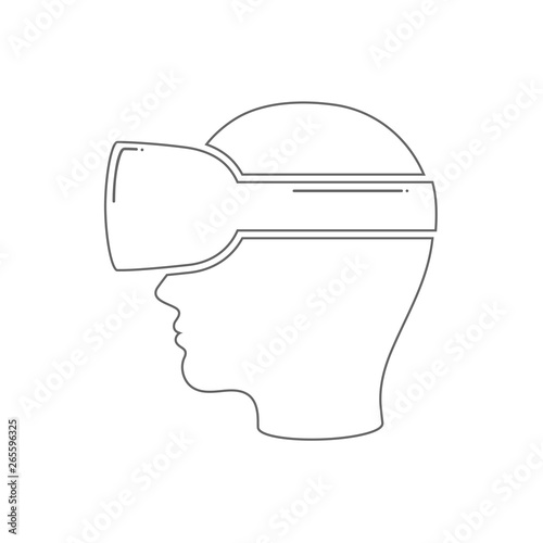 Virtual reality headset on a head outline icon