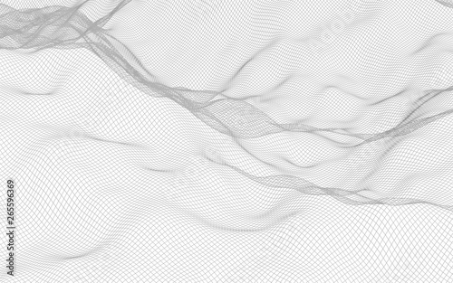 Wallpaper Mural Abstract landscape on a white background. Cyberspace grid. hi tech network. 3d illustration Torontodigital.ca