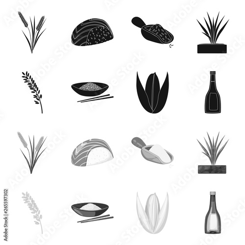 Vector design of crop and ecological symbol. Collection of crop and cooking stock vector illustration.