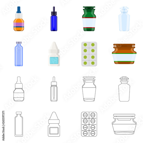 Isolated object of retail and healthcare sign. Set of retail and wellness vector icon for stock.