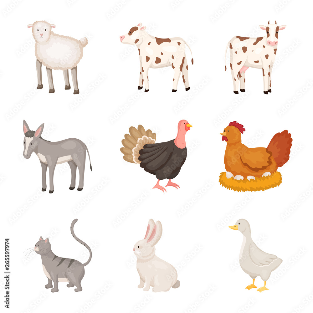 Fototapeta premium Vector design of farm and food sign. Set of farm and countryside stock symbol for web.