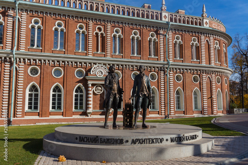 Photography Moscow, Russia - October 16, 2018: Monument to architects Bazhenov and Kazakov in the Museum Park Tsaritsyno