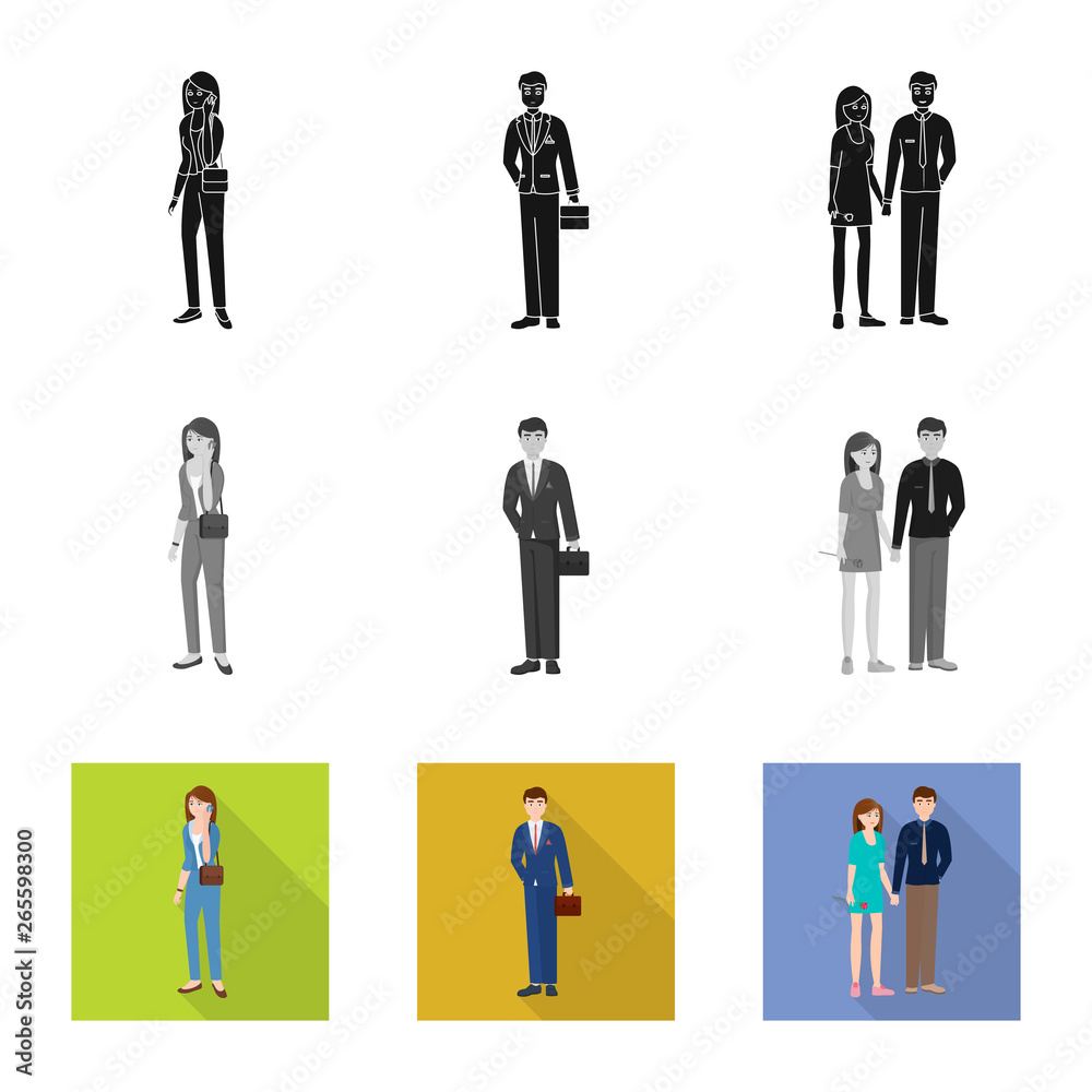 Vector illustration of character and avatar  icon. Collection of character and portrait vector icon for stock.