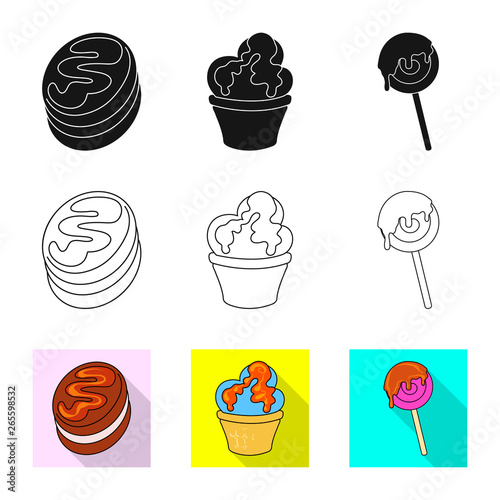 Vector illustration of confectionery and culinary sign. Collection of confectionery and product stock symbol for web.