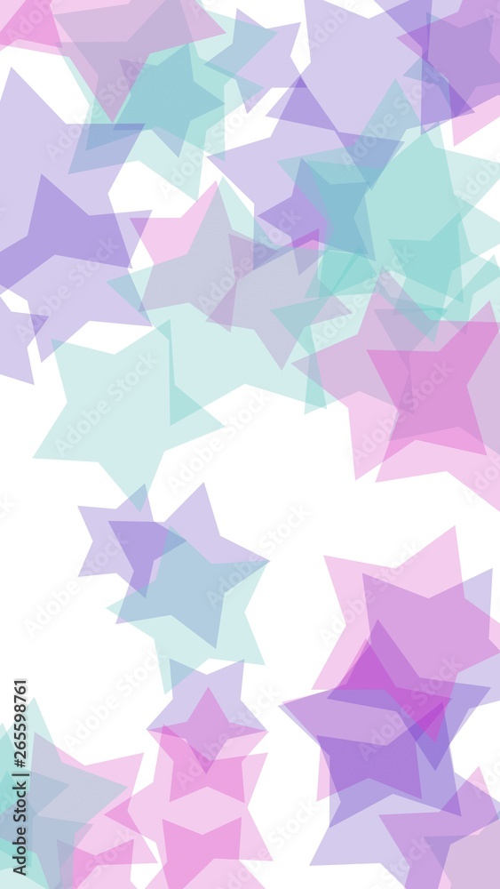 Multicolored translucent stars on a white background. Pink tones. 3D illustration Multicolored translucent stars on a white background. Pink tones. 3D illustration