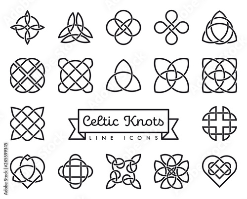 Celtic knots vector line icons set