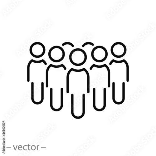 group people icon, line sign on white background - editable stroke vector illustration eps10