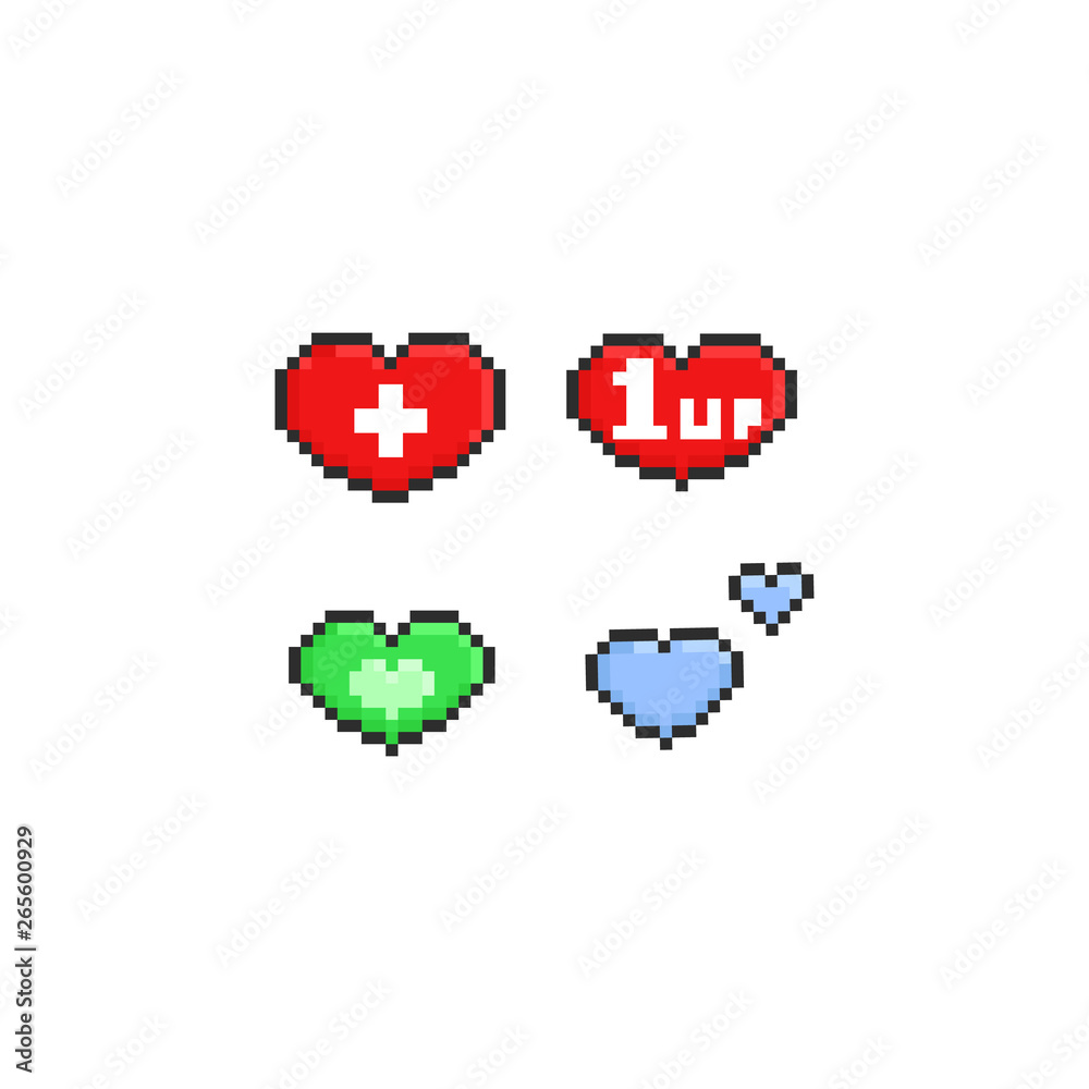 Obraz premium Pixel hearts game icon.8bit.