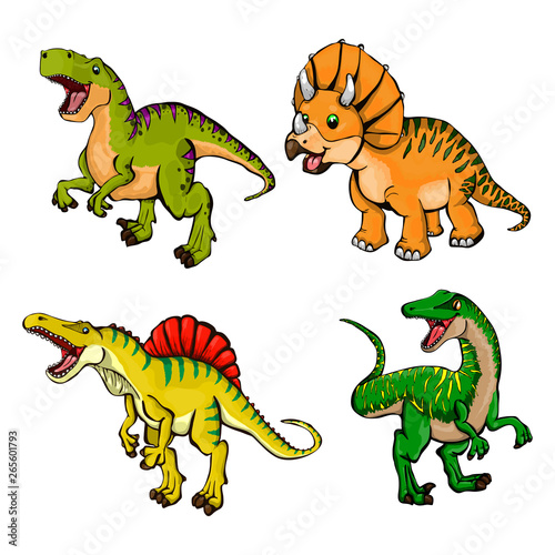 Isolated illustration of a set of dinosaurs