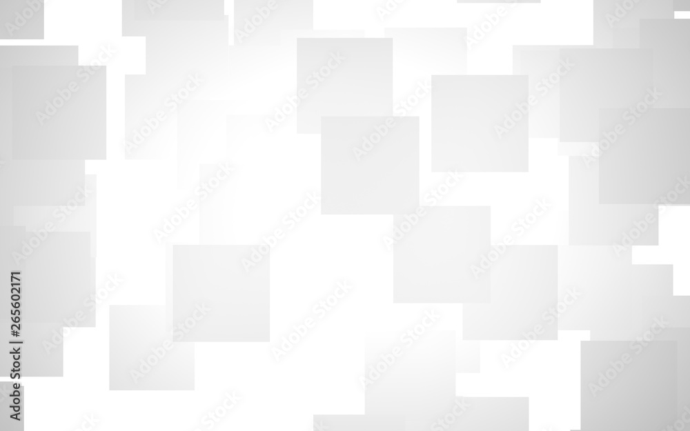 White abstract background. Misty backdrop with grey squares. 3D illustration