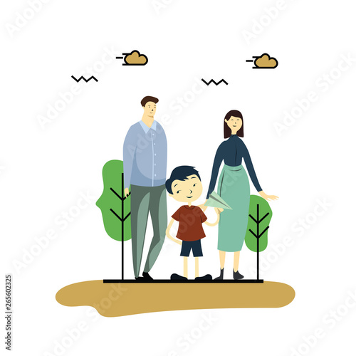 Happy Family Day Cartoon 2 D vector Template Design Illustration