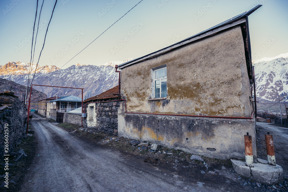 Houses in small Gergeti village in Mtskheta-Mtianeti regioni, Georgia