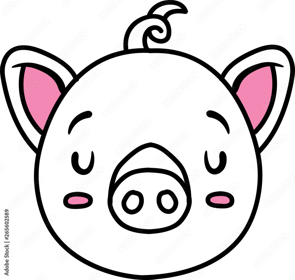 Vector illustration of cute pig face doodle Vector illustration of cute pig face doodle