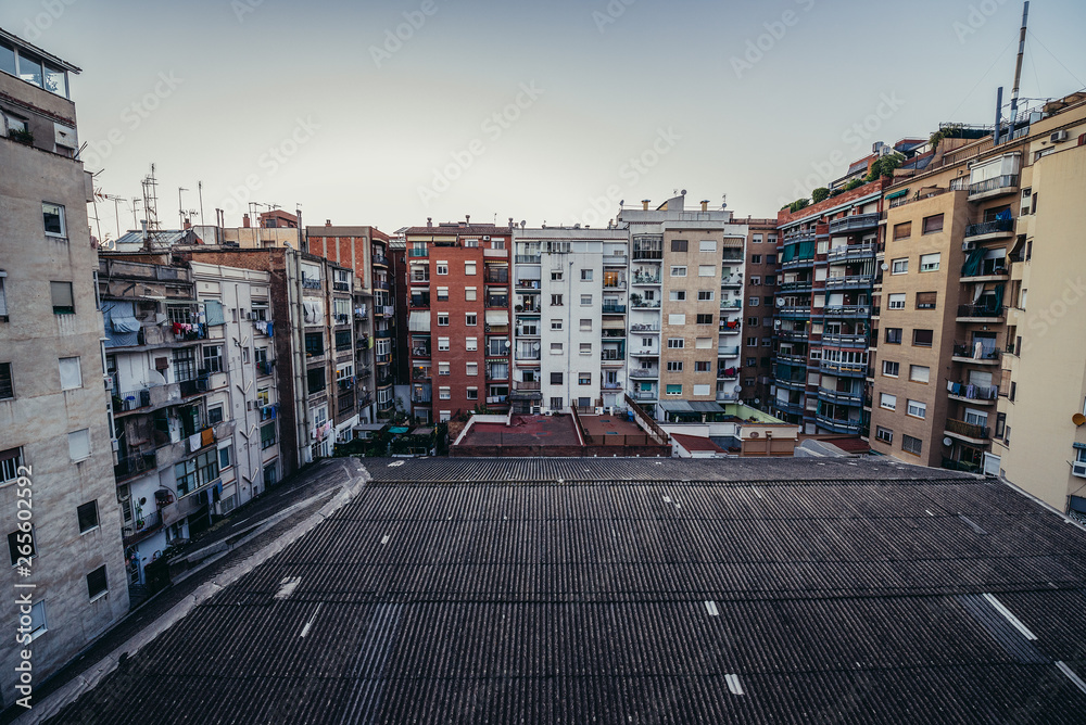 View on house of flats in Eixample district of Barceona, Spain