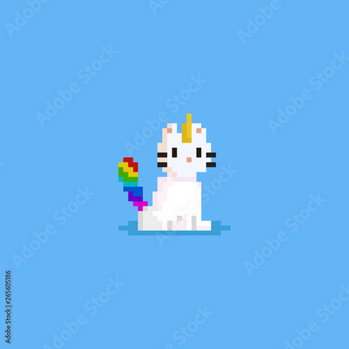 Pixel catnicorn.8bit character.