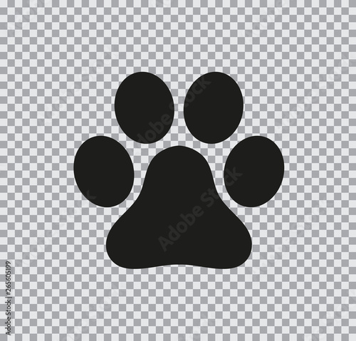 Vector flat icon of paw on transparent background