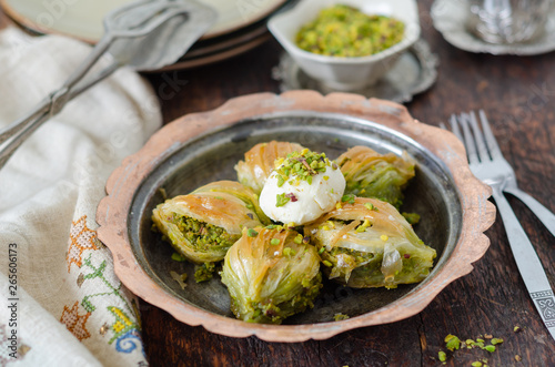 Turkish Dessert Baklava with pistachio